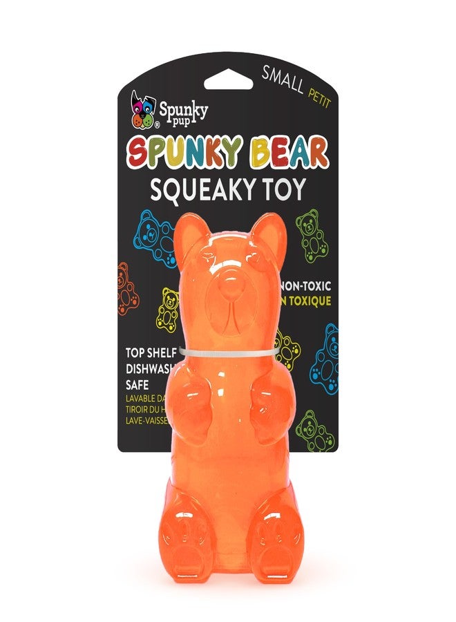 Spunky pup Spunky Bear Interactive Squeaky Dog Toys - Gummy Bear Shape, Crazy Bounce, Dishwasher-Safe, Assorted Neon Colors- Small - Image 1